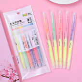 6 tk/komplekt Kahepealine marker Kawaii kirjatarvete värvimarker koolitarbed õpilaste marker õpiku esiletõstja