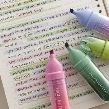 Маркираща писалка, маркерна писалка с върха на длето, естетичен маркер за хайлайтър, бързосъхнеща, без разкъсване, за бележки за изучаване на Библията, училищна канцелария