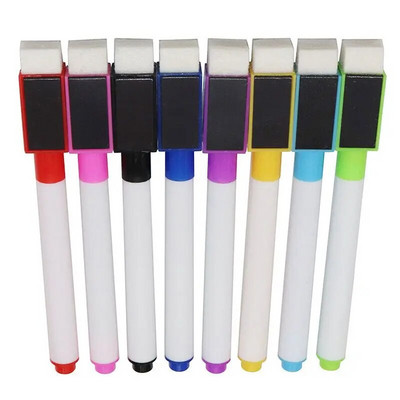 6/8 τμχ Μαγνητικό πολύχρωμο στυλό λευκού πίνακα Μαύρος λευκός μαρκαδόροι Ενσωματωμένοι Γόμα Σχολικά είδη παιδικό στυλό σχεδίασης γκράφιτι