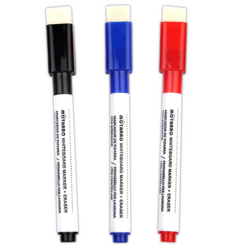 3 τμχ Μίνι Whiteboard Μαγνητικοί μαρκαδόροι Set Fine Tip Dry Ease Markers with Eraser για Σχολικά Είδη γραφείου στο σπίτι Κόκκινο μαύρο μπλε