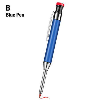 Плътен комплект за пълнене на молив за дърводелски моливи с дълъг нос, механичен маркер с дълбока дупка, вградена острилка за дървообработване на дърводелци