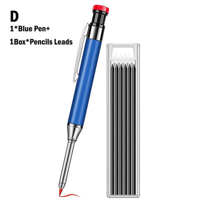 Ciets galdnieka zīmuļu uzpildes komplekts ar garu degunu, dziļu caurumu mehānisks zīmuļu marķieris Iebūvēts asināmais galdnieka kokapstrādei