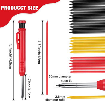 Твърд дърводелски молив с комплект острилки Включва механични моливи Дървообработващи строителни моливи Пълнеж за маркери Дълъг нос