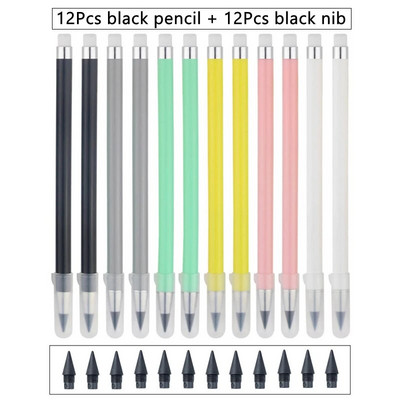 12 krāsu komplekts Mūžīgs zīmulis ar uzpildīšanu neierobežoti daudz rakstīšanas zīmuļi Mūžīgi dzēšami zīmuļu pildspalvas bērniem Skolas mākslas piederumi