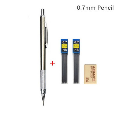 LLD 0,3 0,5 0,7 0,9 1,3 2,0 mm mehānisko zīmuļu komplekts Metāla māksla Zīmējums Glezniecība Automātisks zīmulis Biroja skolas rakstīšanas piederumi