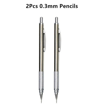 LLD 0,3 0,5 0,7 0,9 1,3 2,0 mm mehānisko zīmuļu komplekts Metāla māksla Zīmējums Glezniecība Automātisks zīmulis Biroja skolas rakstīšanas piederumi