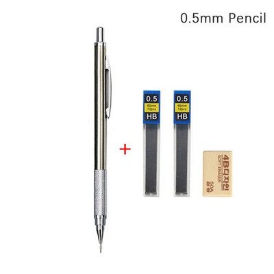 LLD 0,3 0,5 0,7 0,9 1,3 2,0 mm mehānisko zīmuļu komplekts Metāla māksla Zīmējums Glezniecība Automātisks zīmulis Biroja skolas rakstīšanas piederumi
