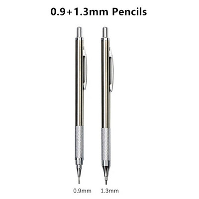 LLD 0,3 0,5 0,7 0,9 1,3 2,0 mm mehānisko zīmuļu komplekts Metāla māksla Zīmējums Glezniecība Automātisks zīmulis Biroja skolas rakstīšanas piederumi