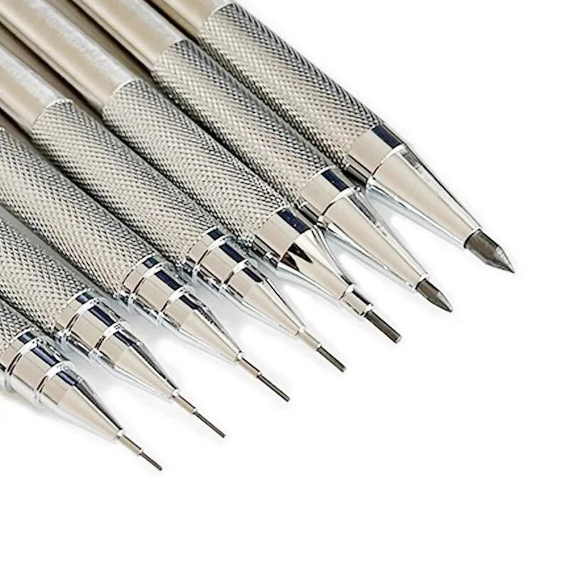 LLD 0,3 0,5 0,7 0,9 1,3 2,0 mm mehānisko zīmuļu komplekts Metāla māksla Zīmējums Glezniecība Automātisks zīmulis Biroja skolas rakstīšanas piederumi
