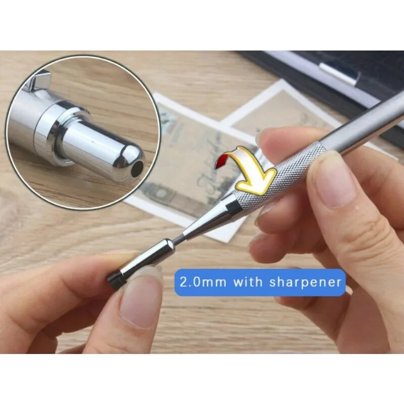 Mehāniskais zīmuļu komplekts 0,3 0,5 0,7 0,9 1,3 2,0 mm pilna metāla māksla, zīmējums, gleznojums, automātisks zīmulis, biroja kancelejas preces