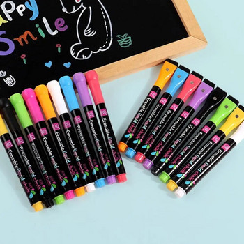 Χωρίς σκόνη Liquid Chalk Pen Erasable Art Marker Pen Highlighters for Blackboard Graffiti Πίνακας LED Writing Painting