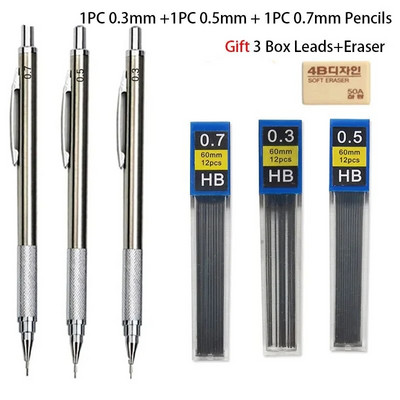 0,3 0,5 0,7 0,9 1,3 2,0 3,0 mm Mechanical Pencil Full Metal Art Drawing Ζωγραφική Αυτόματη στυλό Γραφείου Σχολική Χαρτικά