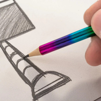 12 τεμ. χρωματιστά μολύβια Rainbow Πολύχρωμα μολύβια ξύλου Φωτεινά στρογγυλά μολύβια με γόμα για προμήθειες σχολικής τάξης στο σπίτι