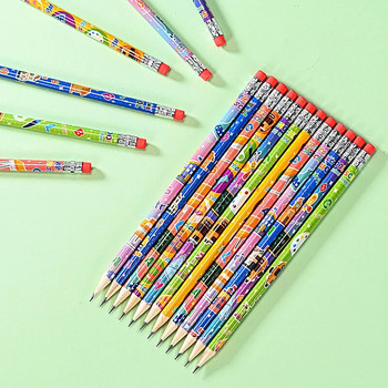 12τμχ Ξύλινο μολύβι HB με γόμα Χαριτωμένο σκίτσο μολύβι ζωγραφικής μαθητής γραφής Γραφική ύλη Είδη γραφείου Παιδικό δώρο