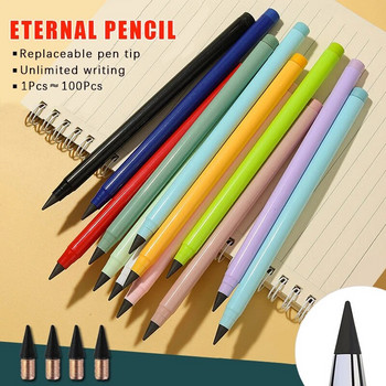 2 молива + 6 накрайника Вечен молив Неограничено писане Сменяем връх на молив Изтриваем молив Канцеларски материали Ученически пособия