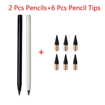 2 μολύβια + 6 συμβουλές Αιώνιο μολύβι Απεριόριστη γραφή Αντικαταστάσιμη μύτη μολυβιού Σβήσιμο μολύβι Σχολικά είδη