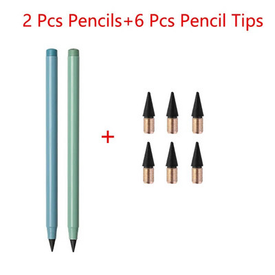 2 μολύβια + 6 συμβουλές Αιώνιο μολύβι Απεριόριστη γραφή Αντικαταστάσιμη μύτη μολυβιού Σβήσιμο μολύβι Σχολικά είδη