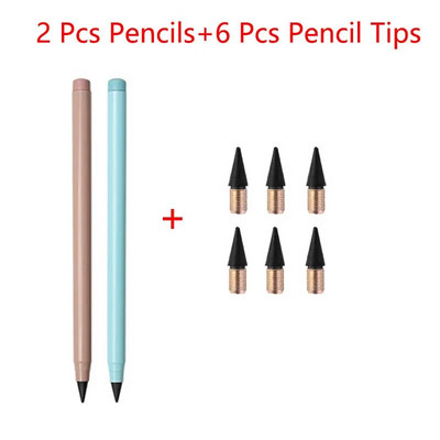 2 μολύβια + 6 συμβουλές Αιώνιο μολύβι Απεριόριστη γραφή Αντικαταστάσιμη μύτη μολυβιού Σβήσιμο μολύβι Σχολικά είδη