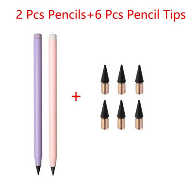 2 μολύβια + 6 συμβουλές Αιώνιο μολύβι Απεριόριστη γραφή Αντικαταστάσιμη μύτη μολυβιού Σβήσιμο μολύβι Σχολικά είδη