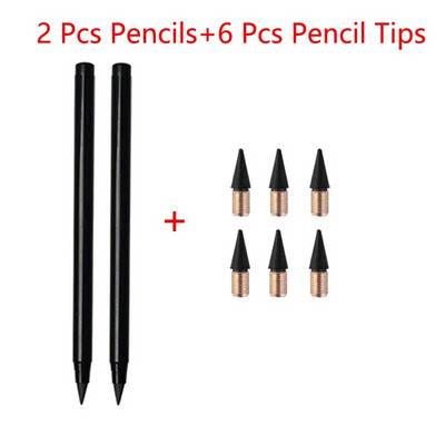 2 μολύβια + 6 συμβουλές Αιώνιο μολύβι Απεριόριστη γραφή Αντικαταστάσιμη μύτη μολυβιού Σβήσιμο μολύβι Σχολικά είδη