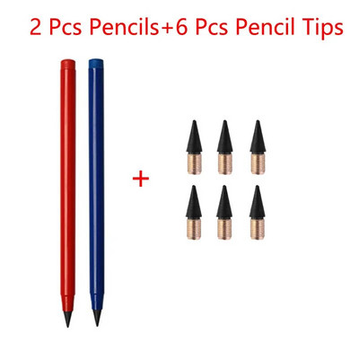 2 μολύβια + 6 συμβουλές Αιώνιο μολύβι Απεριόριστη γραφή Αντικαταστάσιμη μύτη μολυβιού Σβήσιμο μολύβι Σχολικά είδη