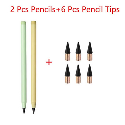 2 μολύβια + 6 συμβουλές Αιώνιο μολύβι Απεριόριστη γραφή Αντικαταστάσιμη μύτη μολυβιού Σβήσιμο μολύβι Σχολικά είδη