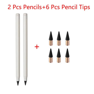 2 μολύβια + 6 συμβουλές Αιώνιο μολύβι Απεριόριστη γραφή Αντικαταστάσιμη μύτη μολυβιού Σβήσιμο μολύβι Σχολικά είδη