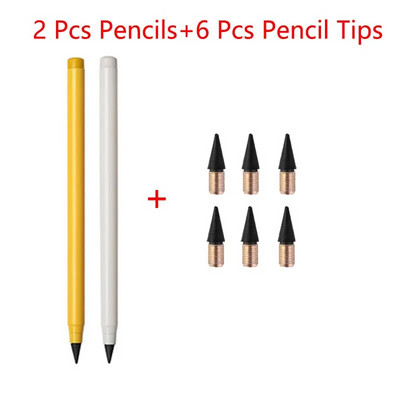2 μολύβια + 6 συμβουλές Αιώνιο μολύβι Απεριόριστη γραφή Αντικαταστάσιμη μύτη μολυβιού Σβήσιμο μολύβι Σχολικά είδη