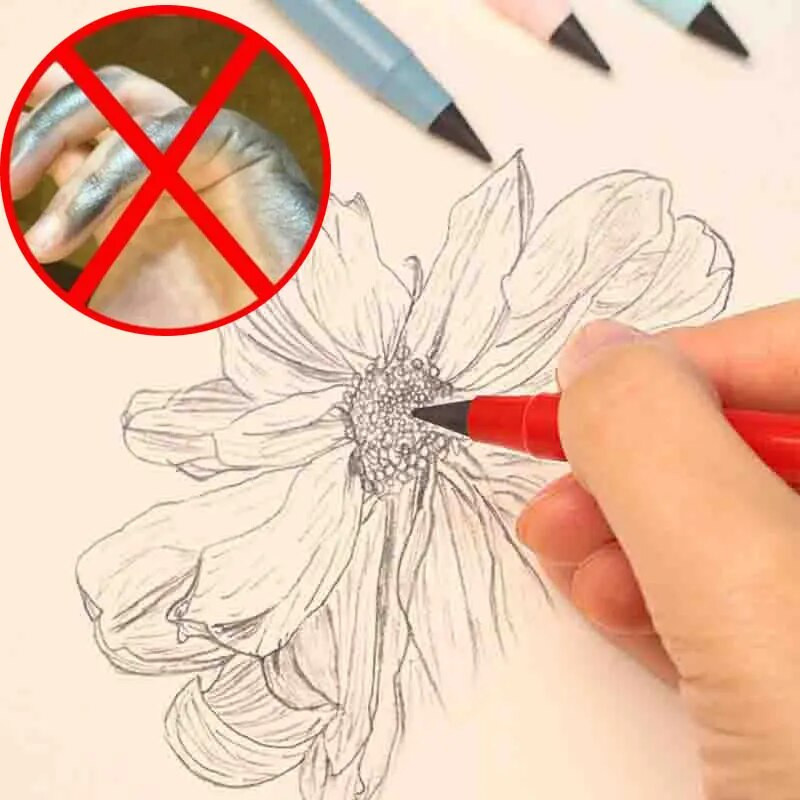 2 μολύβια + 6 συμβουλές Αιώνιο μολύβι Απεριόριστη γραφή Αντικαταστάσιμη μύτη μολυβιού Σβήσιμο μολύβι Σχολικά είδη