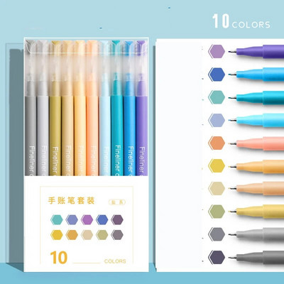 10 krāsu marķieri, otu pildspalvu komplekts, ātri žūstošs grafiti gleznojums, zīmējums, izcēlējs, skolas piederumi studentu mākslas kancelejas piederumiem