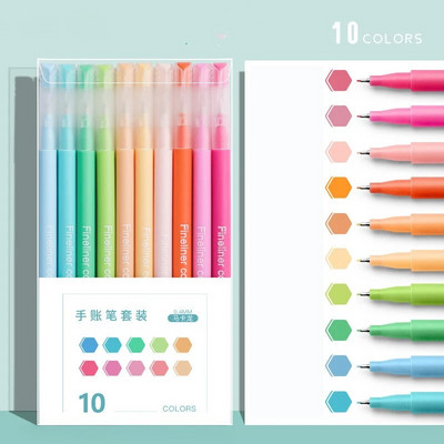 10 krāsu marķieri, otu pildspalvu komplekts, ātri žūstošs grafiti gleznojums, zīmējums, izcēlējs, skolas piederumi studentu mākslas kancelejas piederumiem