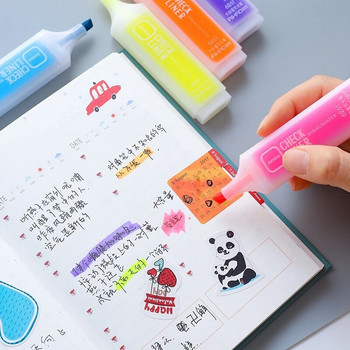 6 Χρώματα Marker Liquid Highlighters Kawaii Δώρα για μαθητές που κρατούν σημειώσεις Lovely Painting Είδη γραφείου Χαρτικά