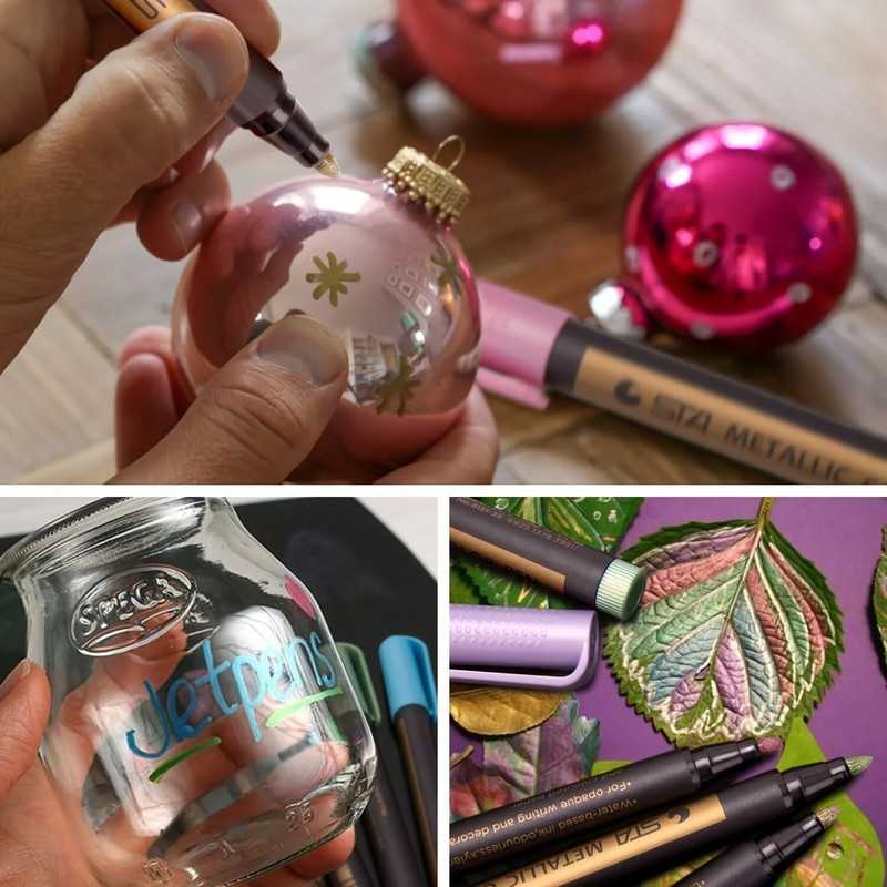 10 τμχ Μεταλλικά στυλό μεσαίου άκρου σετ για μαύρο χαρτί, ζωγραφική σε βράχο, χειροτεχνία Scrapbooking, κατασκευή καρτών, κεραμικά, DIY φωτογραφία