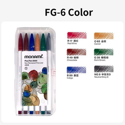 Set de pixuri Monami 5/6/7/12 Colors Plus Pen 3000 Pigment 0,4 mm Marcator de artă Liner pentru evidențierea școlii de desen și scris
