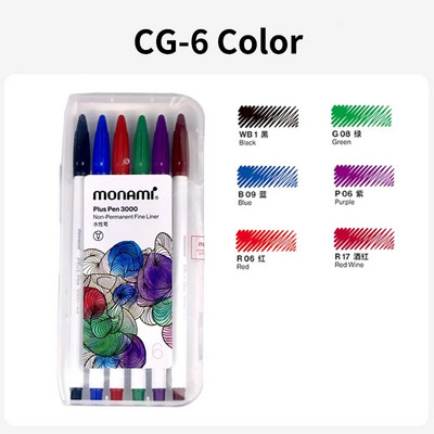 Set de pixuri Monami 5/6/7/12 Colors Plus Pen 3000 Pigment 0,4 mm Marcator de artă Liner pentru evidențierea școlii de desen și scris
