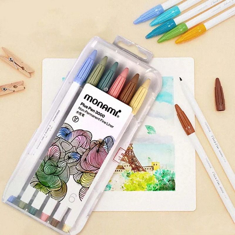 Monami 5/6/7/12Colors Pens Set Plus Pen 3000 Pigment 0,4mm Art Marker Liner for Highlighting Drawing Writing School