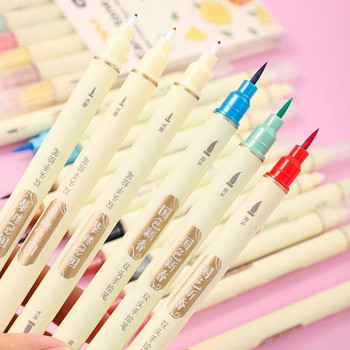 6 цвята акварел арт маркери комплект четки писалка с двоен връх Fineliner чертеж за калиграфска живопис хайлайтър ученически пособия