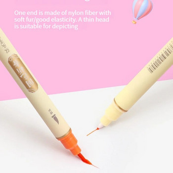 6 цвята акварел арт маркери комплект четки писалка с двоен връх Fineliner чертеж за калиграфска живопис хайлайтър ученически пособия