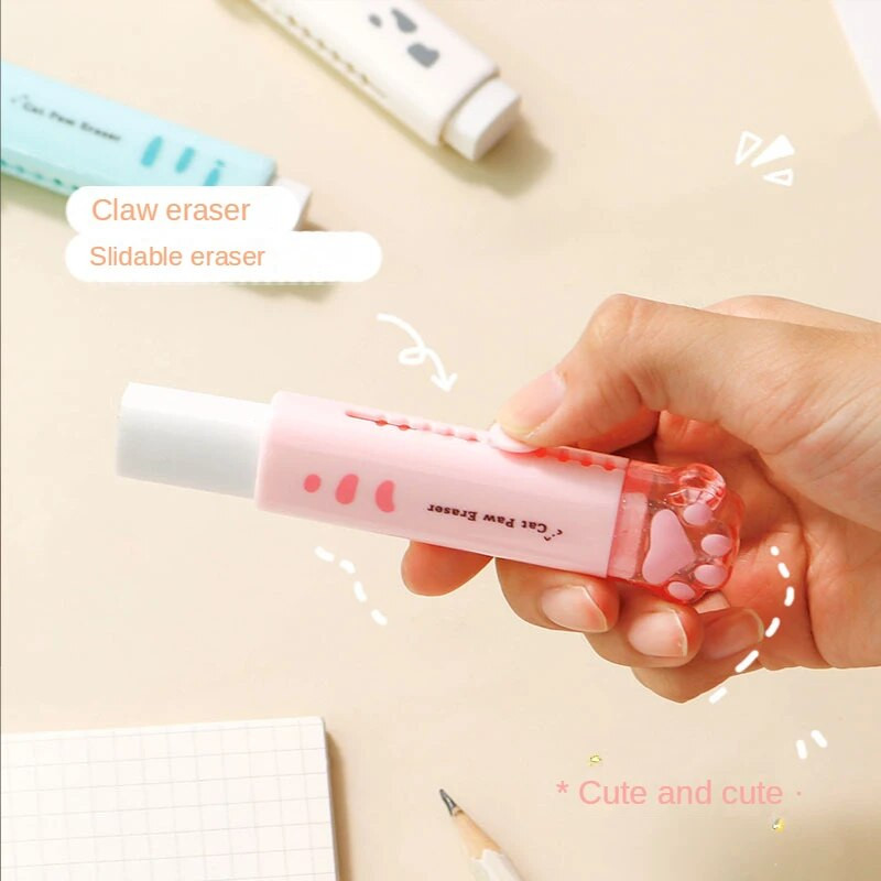 Kawaii Push-pull Design Kassikäpp Kaasaskantav Kummist kustutuskumm Armsad kustutuskummid lastele Kooli kontoritarvete Kingitus Kirjatarvete Auhinnad