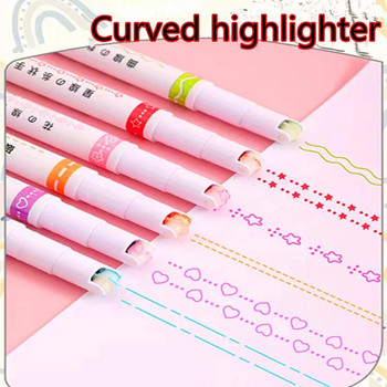 Kawaii Creative Curve Marker Pressing Lace Correction Tape Χαριτωμένη διακόσμηση με χαρακτηριστικές σημειώσεις Hand Account Highlighter