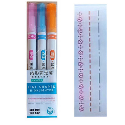 Kawaii radošās līknes marķieris, piespiežot mežģīņu koriģēšanas lentu, jauks dekors ar raksturīgām piezīmēm Rokas konta marķieris