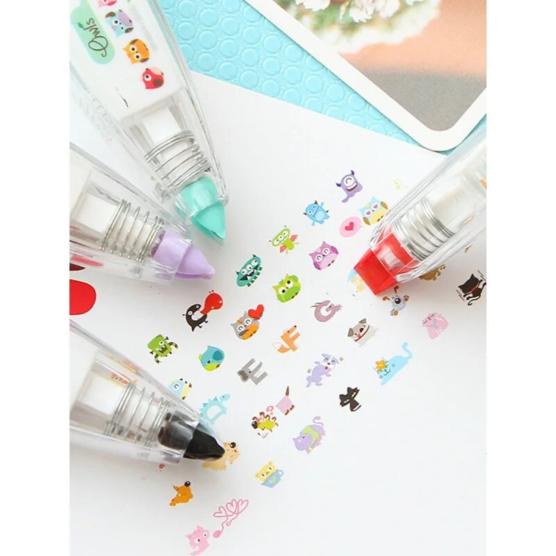 Kawaii radošās līknes marķieris, piespiežot mežģīņu koriģēšanas lentu, jauks dekors ar raksturīgām piezīmēm Rokas konta marķieris