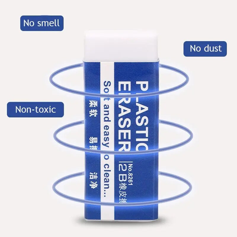 10 vnt. 2B baltas PVC trintukas, švarus ir netvarkingas studento egzaminas, biuro eskizas, minkštas trintukas