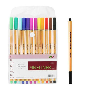 12 цвята Fineliner Set Drawing Pen 0,4 mm Liner Pens Маркер за скици Tiralineas Tekenen Маркери за надписи Pennarelli Dessin