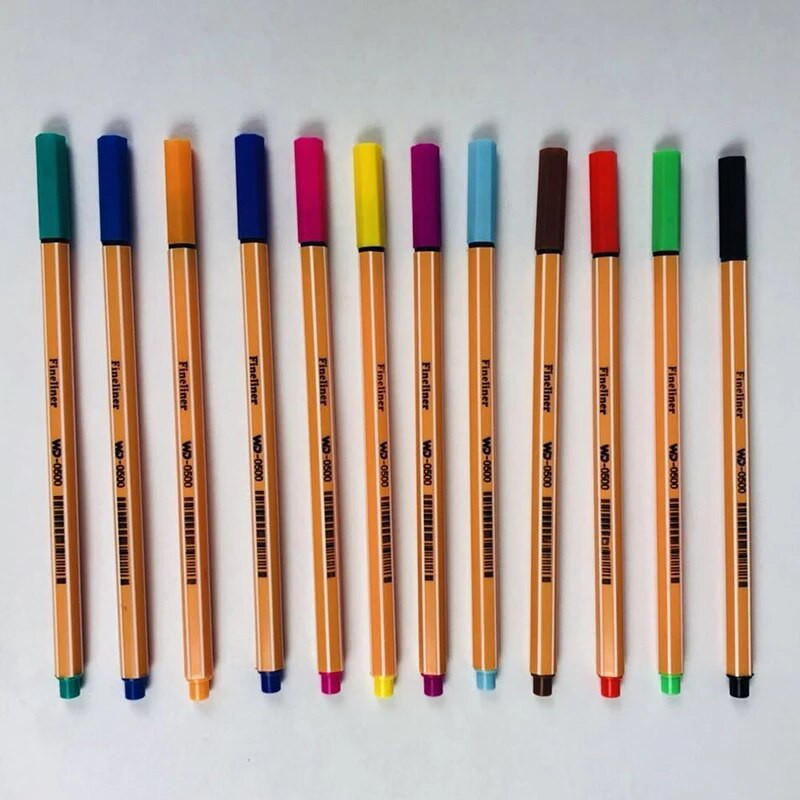 12 krāsu smalkmateriāla komplekts, zīmēšanas pildspalva 0,4 mm ieliktņa pildspalvas Skiču marķieris Tiralineas Tekenen burtu marķieri Pennarelli Dessin