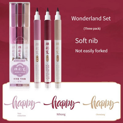 3 vnt / rinkinys Retro spalvų žymekliai Piešimo tiesus skystas teptukas Vintage akvarelinis rašiklis kaligrafijai tapybai meno reikmenys