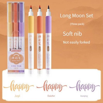 3 vnt / rinkinys Retro spalvų žymekliai Piešimo tiesus skystas teptukas Vintage akvarelinis rašiklis kaligrafijai tapybai meno reikmenys