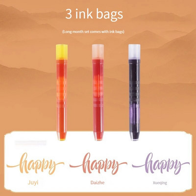 3 vnt / rinkinys Retro spalvų žymekliai Piešimo tiesus skystas teptukas Vintage akvarelinis rašiklis kaligrafijai tapybai meno reikmenys