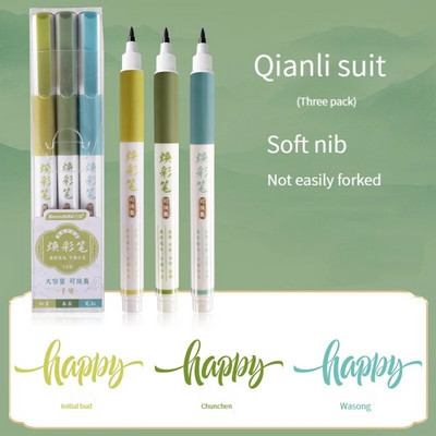 3 vnt / rinkinys Retro spalvų žymekliai Piešimo tiesus skystas teptukas Vintage akvarelinis rašiklis kaligrafijai tapybai meno reikmenys