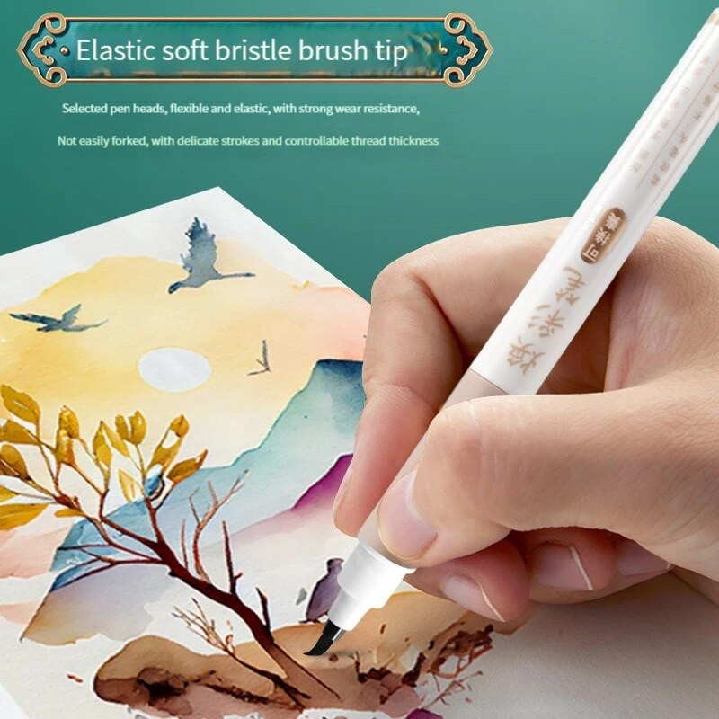 3 vnt / rinkinys Retro spalvų žymekliai Piešimo tiesus skystas teptukas Vintage akvarelinis rašiklis kaligrafijai tapybai meno reikmenys